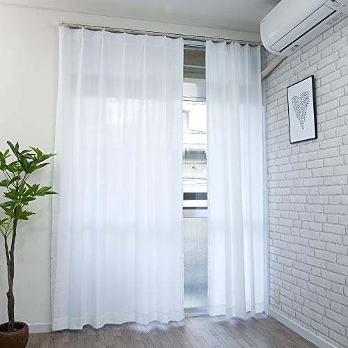 curtain-fabfun レースカーテン 2枚組 ミラー 218cm 丈 UV90% 透けない 夜も見えない 省エネ 断熱 保温 節電 [幅100x丈218cm 2枚組 ME-605]